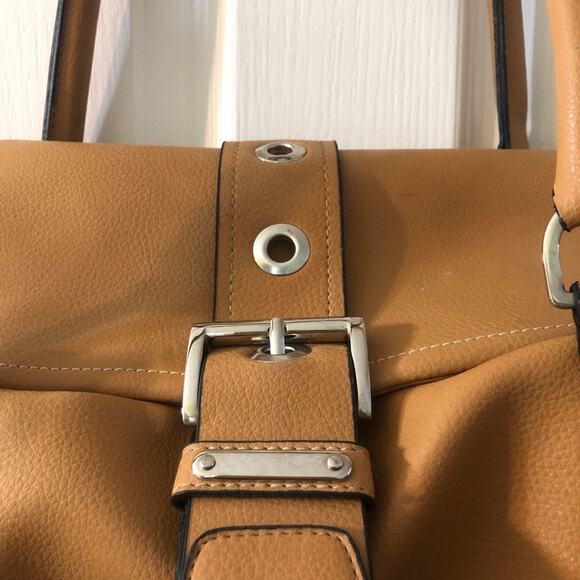 Tan PU Leather Satchel Weekender Duffle Bag - Picture 3 of 14